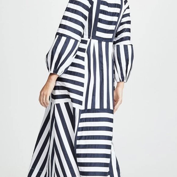 Mara Hoffman Vivica Dress Tie Waist Striped Navy White Size 2 - Picture 2 of 5